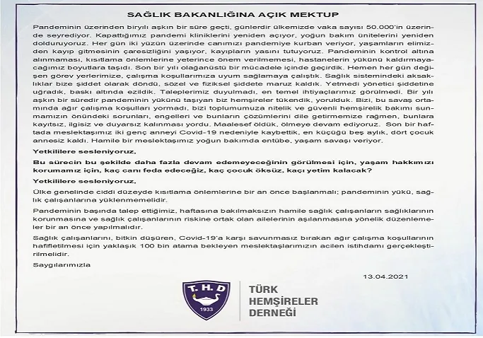 Sağlık Bakanlığına Açık Mektup